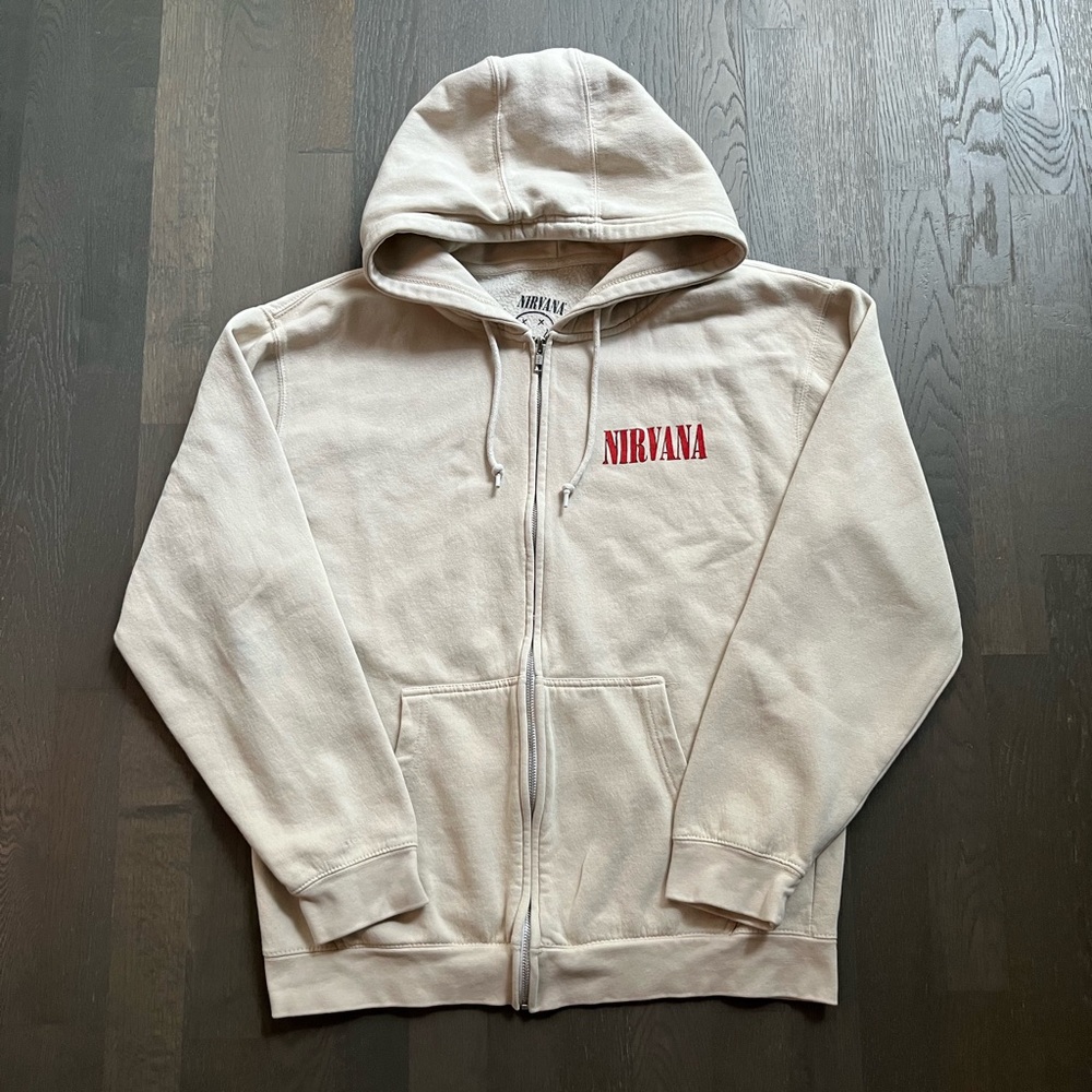 Urban outfitters Nirvana beige zip up hoodie